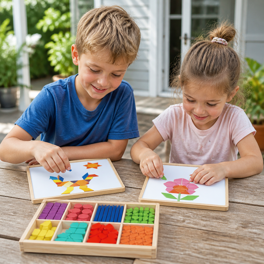 Wooden Magnetic Geometric Shape Puzzle for Kids