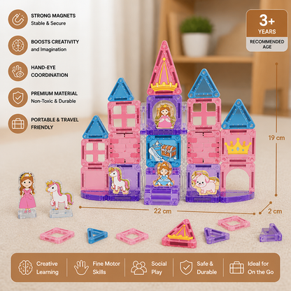 Princess Castle Travel Play Set with Compact Metal Storage Box