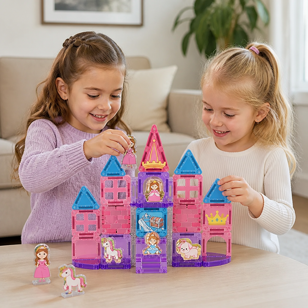 Princess Castle Travel Play Set with Compact Metal Storage Box