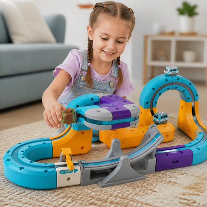 DIY Gravity Cube Track Building Kit with Electric Train