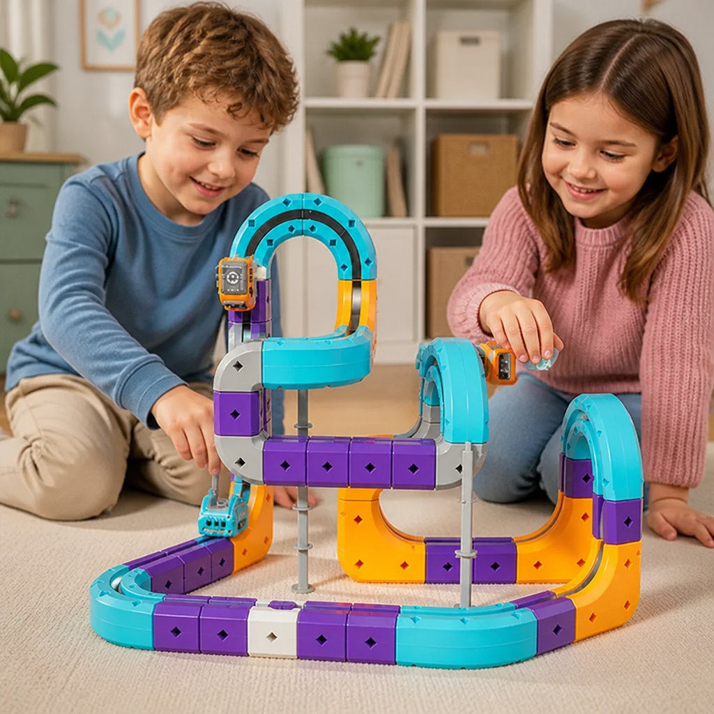 DIY Gravity Cube Track Building Kit with Electric Train