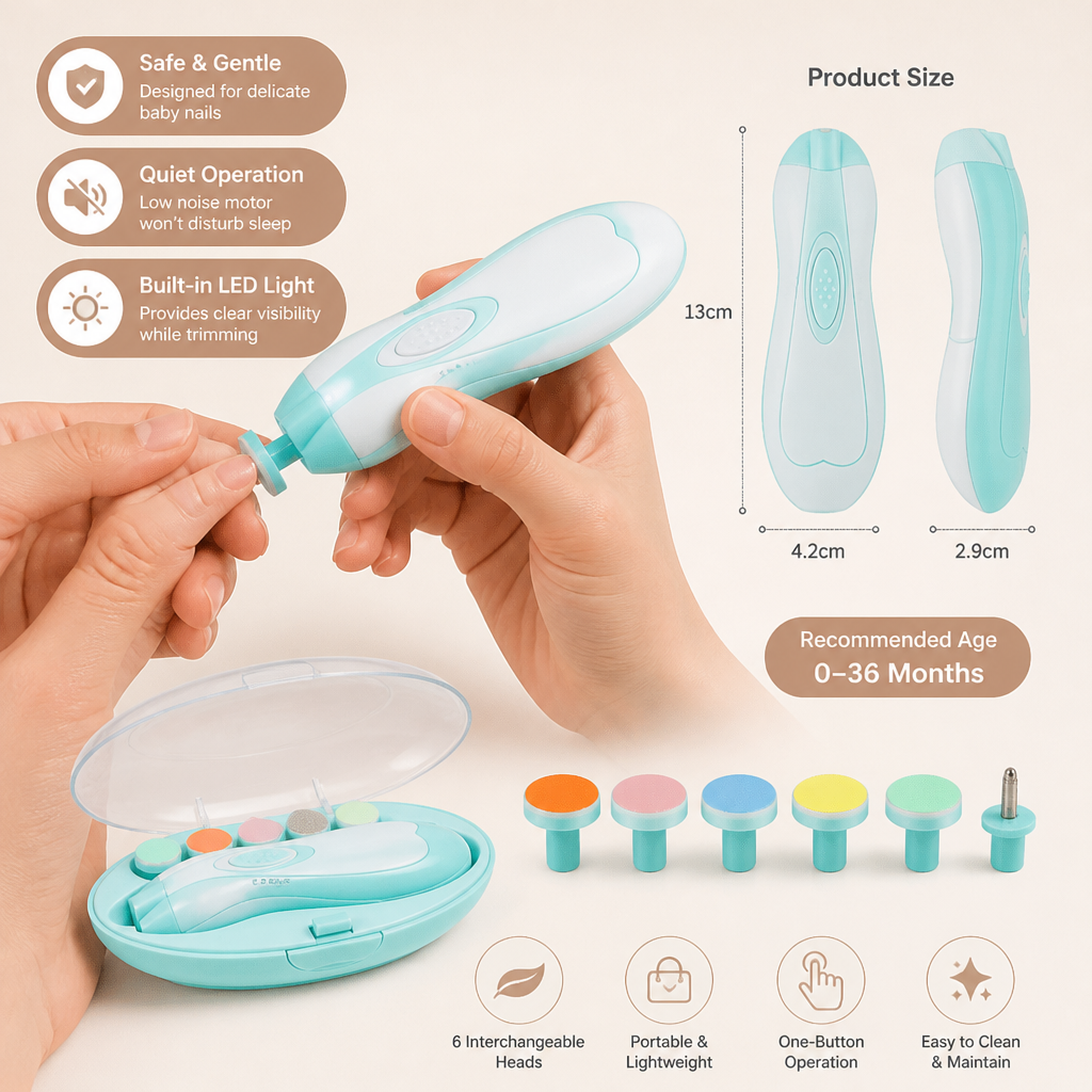 Electric Baby Nail Trimmer – 6-in-1 Nail Care Set