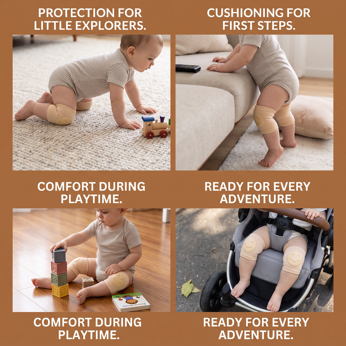 Baby Crawling Knee Pads – Non-Slip Protection with Smiley Face Design