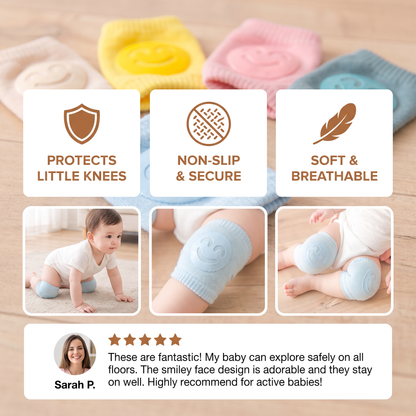 Baby Crawling Knee Pads – Non-Slip Protection with Smiley Face Design