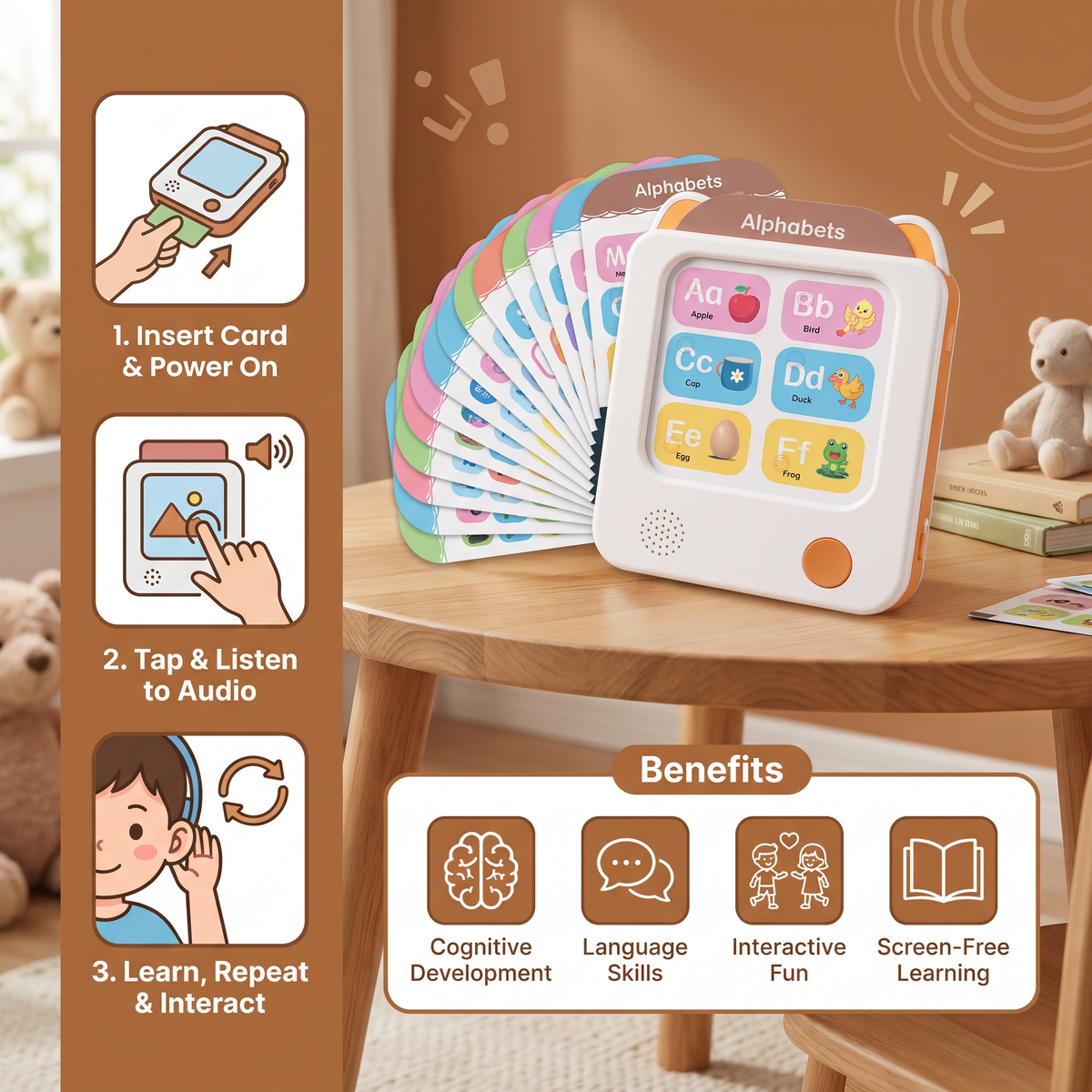 Kids’ Interactive English Flash Card Reader – Educational Learning Toy