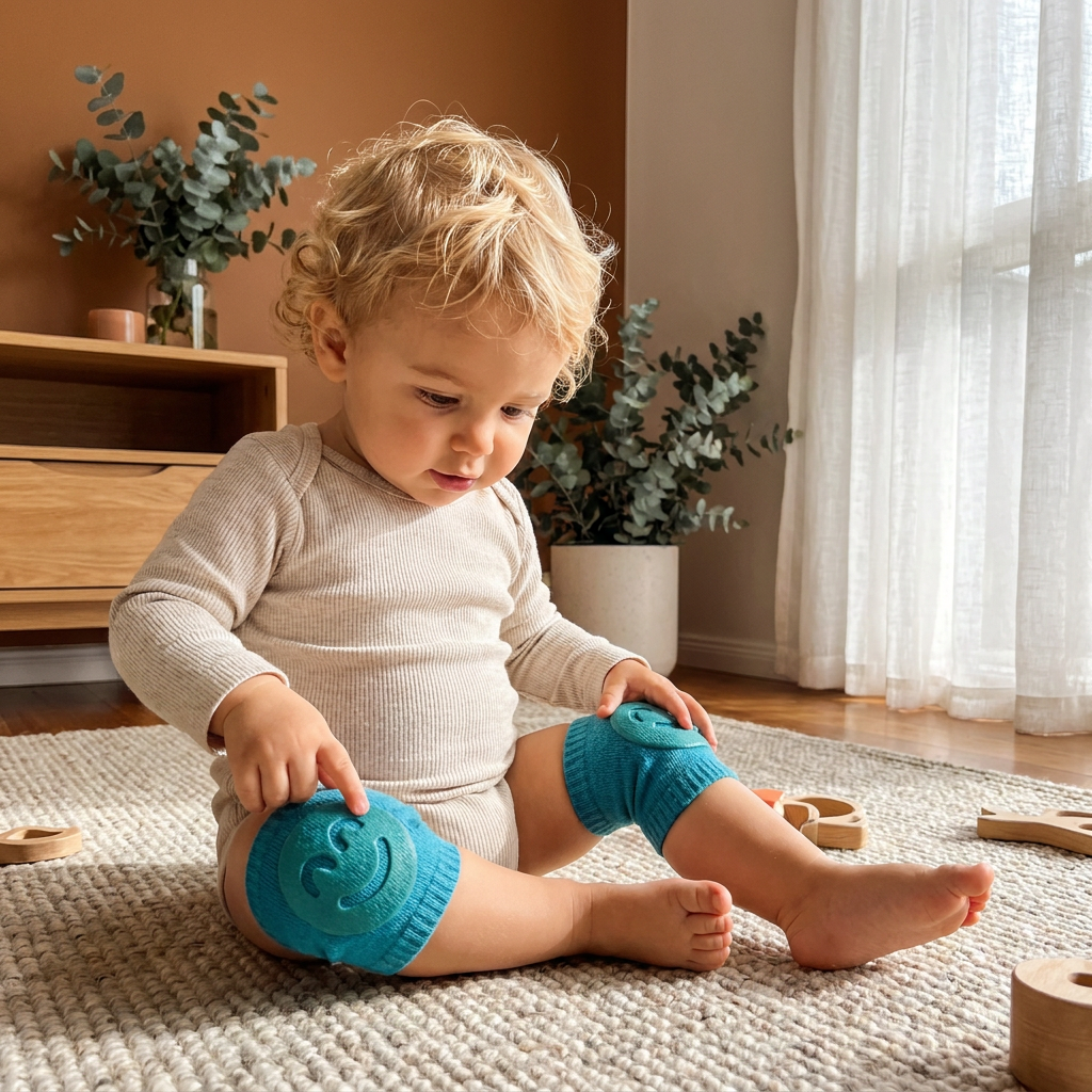 Baby Crawling Knee Pads – Non-Slip Protection with Smiley Face Design