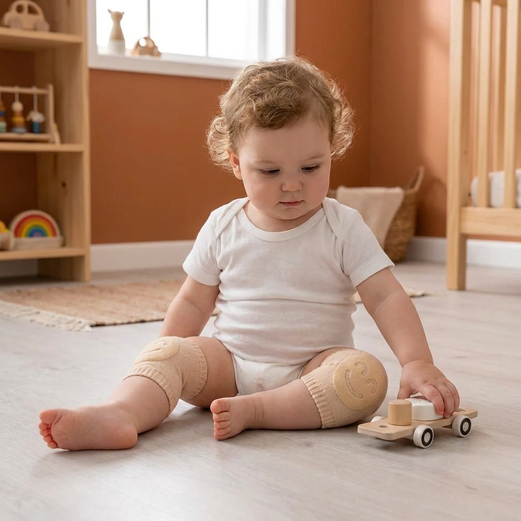 Baby Crawling Knee Pads – Non-Slip Protection with Smiley Face Design