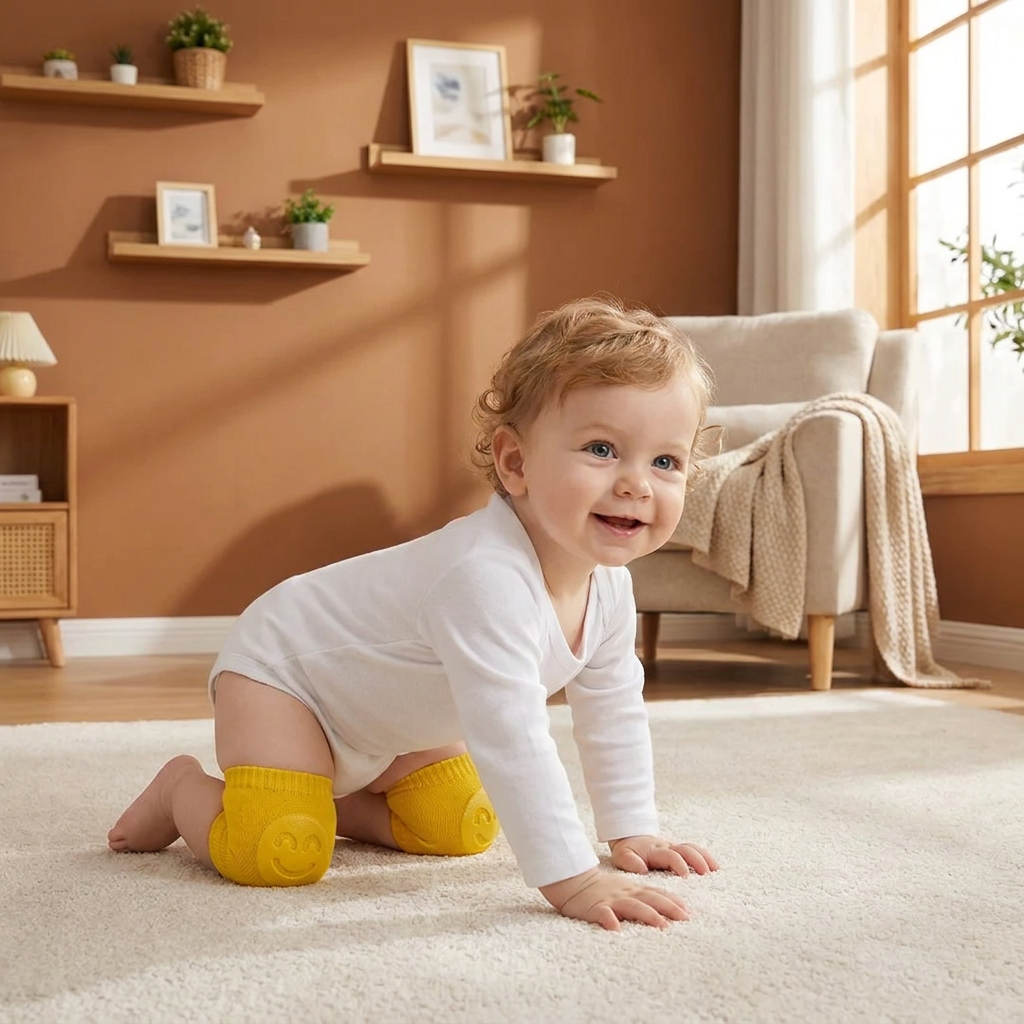 Baby Crawling Knee Pads – Non-Slip Protection with Smiley Face Design