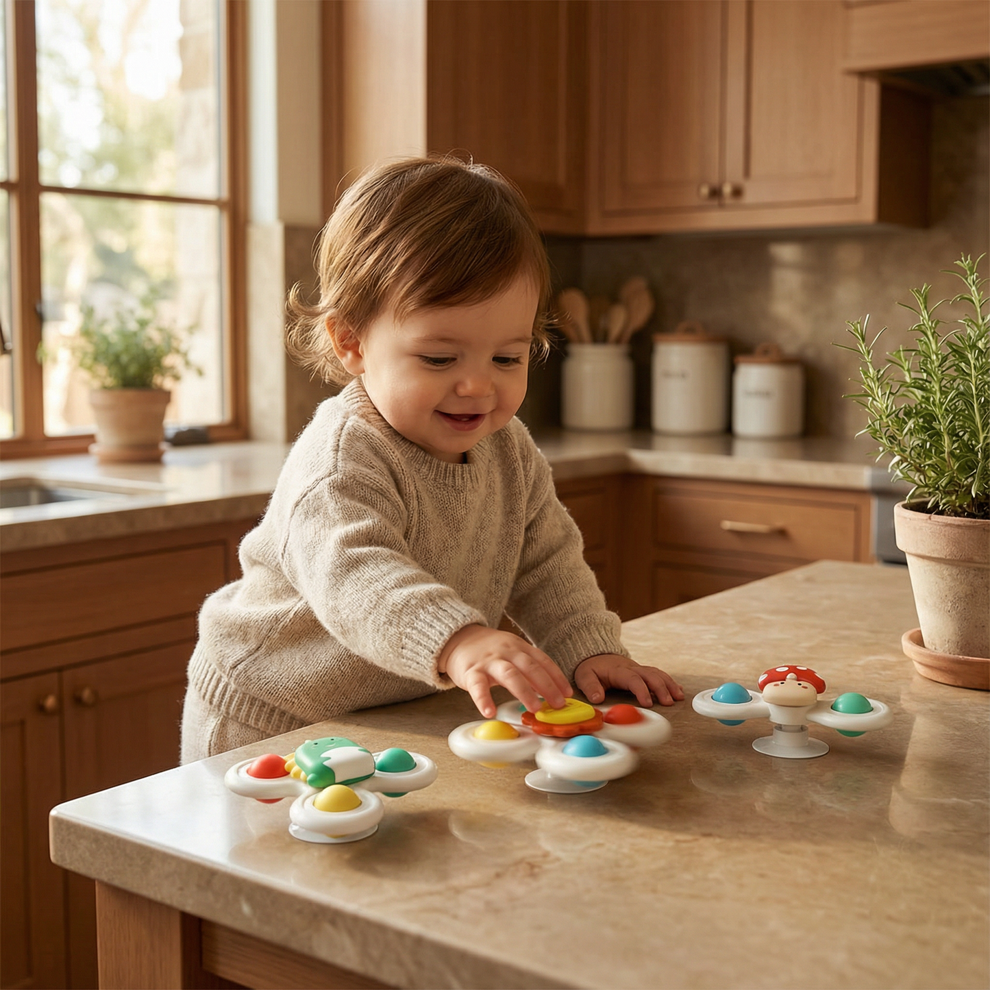 Cute Suction Cup Spinning Toy Set – 3 Pack