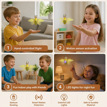 Hand-Controlled Flying Bee Toy with Motion Sensor and LED Lights