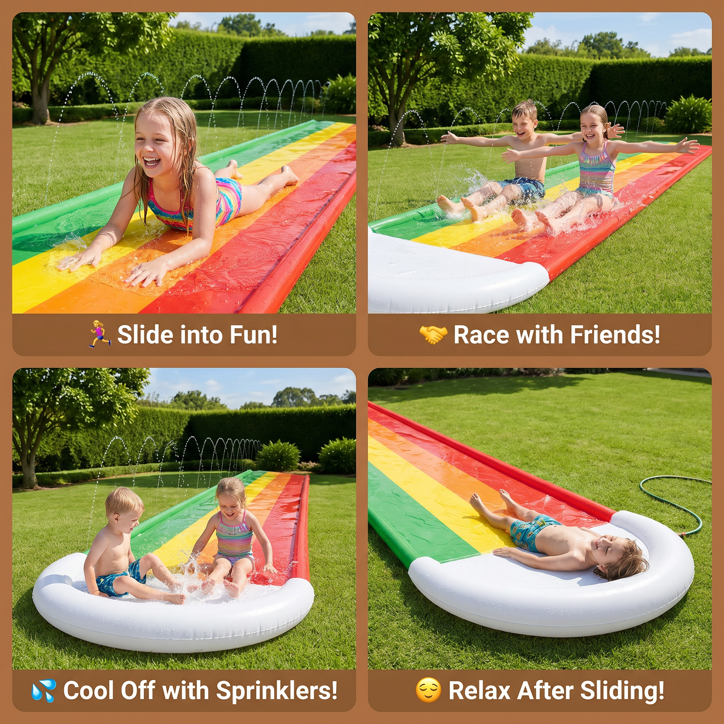 Rainbow Water Slide – Inflatable Outdoor Slide for Kids & Family