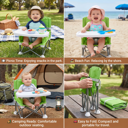 Foldable Baby Camping Chair with Tray for On the Go