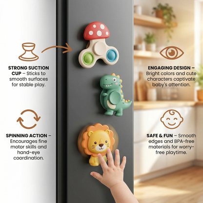 Cute Suction Cup Spinning Toy Set – 3 Pack