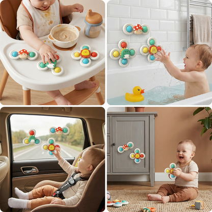 Cute Suction Cup Spinning Toy Set – 3 Pack