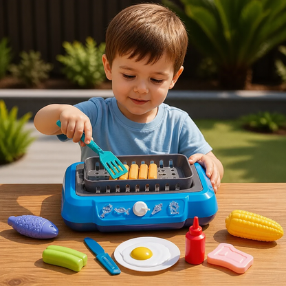 Kids BBQ Grill Playset with Play Food & Accessories