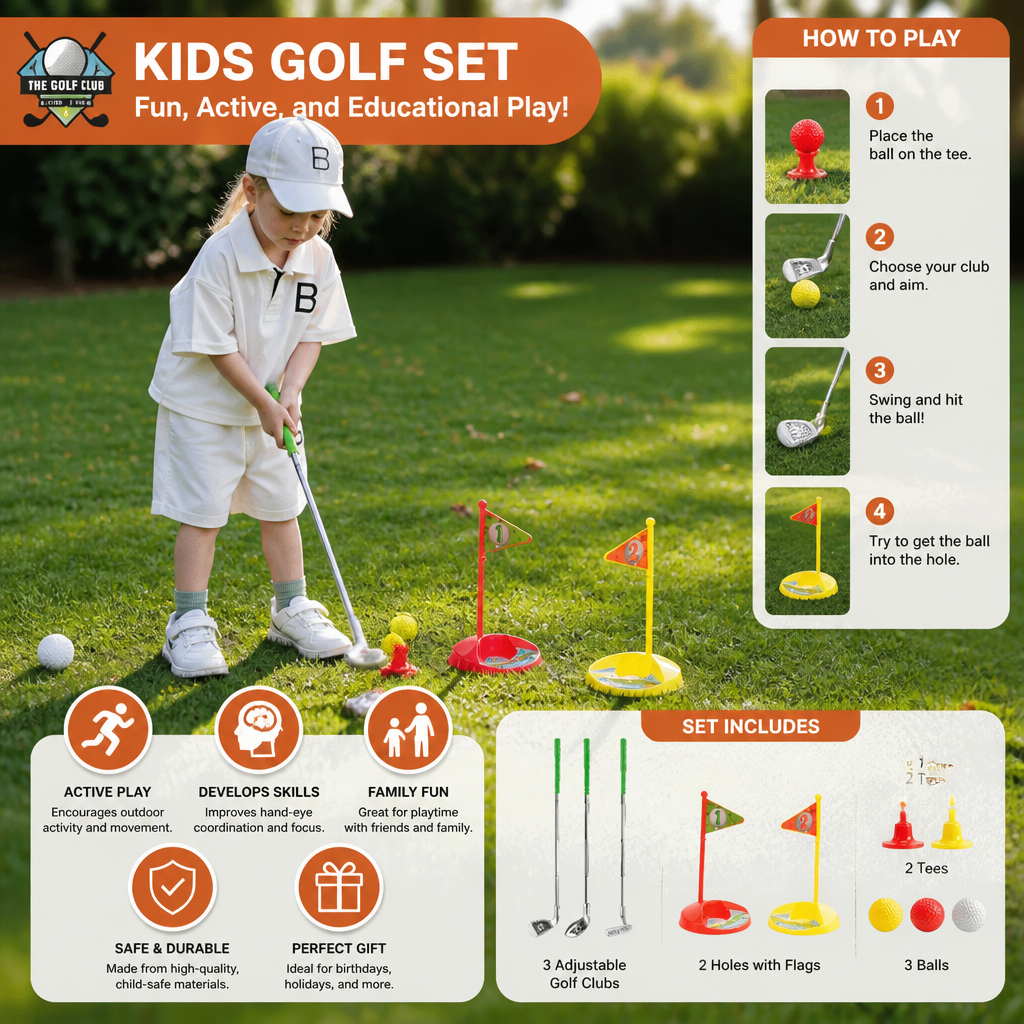 Kids Golf Set with Adjustable Clubs – Perfect for Backyard Play