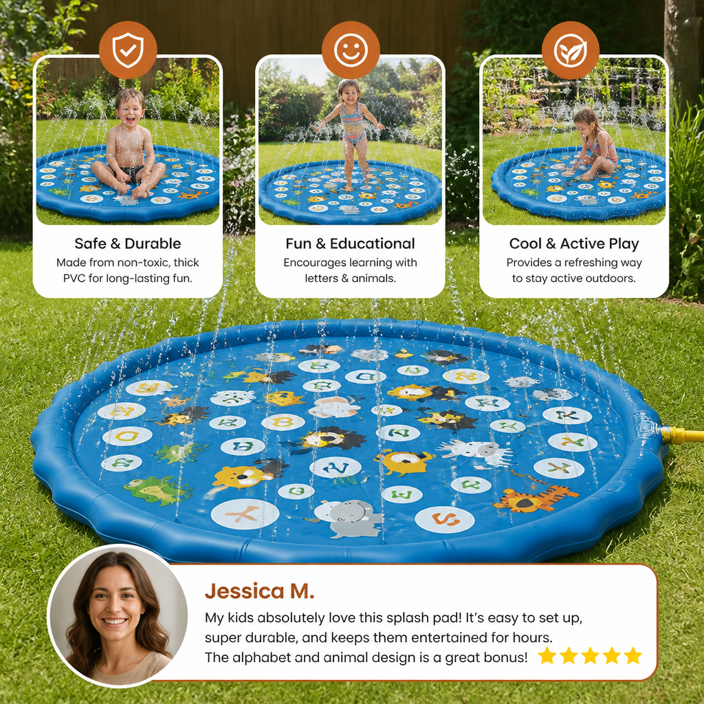 Inflatable Kids Splash Pad with Sprinkler – Outdoor Water Play Mat for Garden & Beach