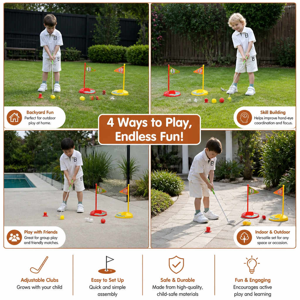 Kids Golf Set with Adjustable Clubs – Perfect for Backyard Play
