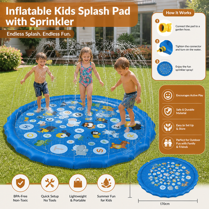 Inflatable Kids Splash Pad with Sprinkler – Outdoor Water Play Mat for Garden & Beach
