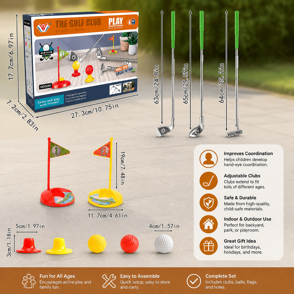 Kids Golf Set with Adjustable Clubs – Perfect for Backyard Play