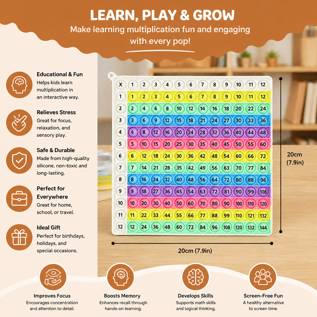 Rainbow Pop Math – Multiplication Fidget Learning Toy
