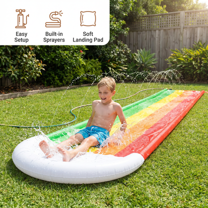 Rainbow Water Slide – Inflatable Outdoor Slide for Kids & Family