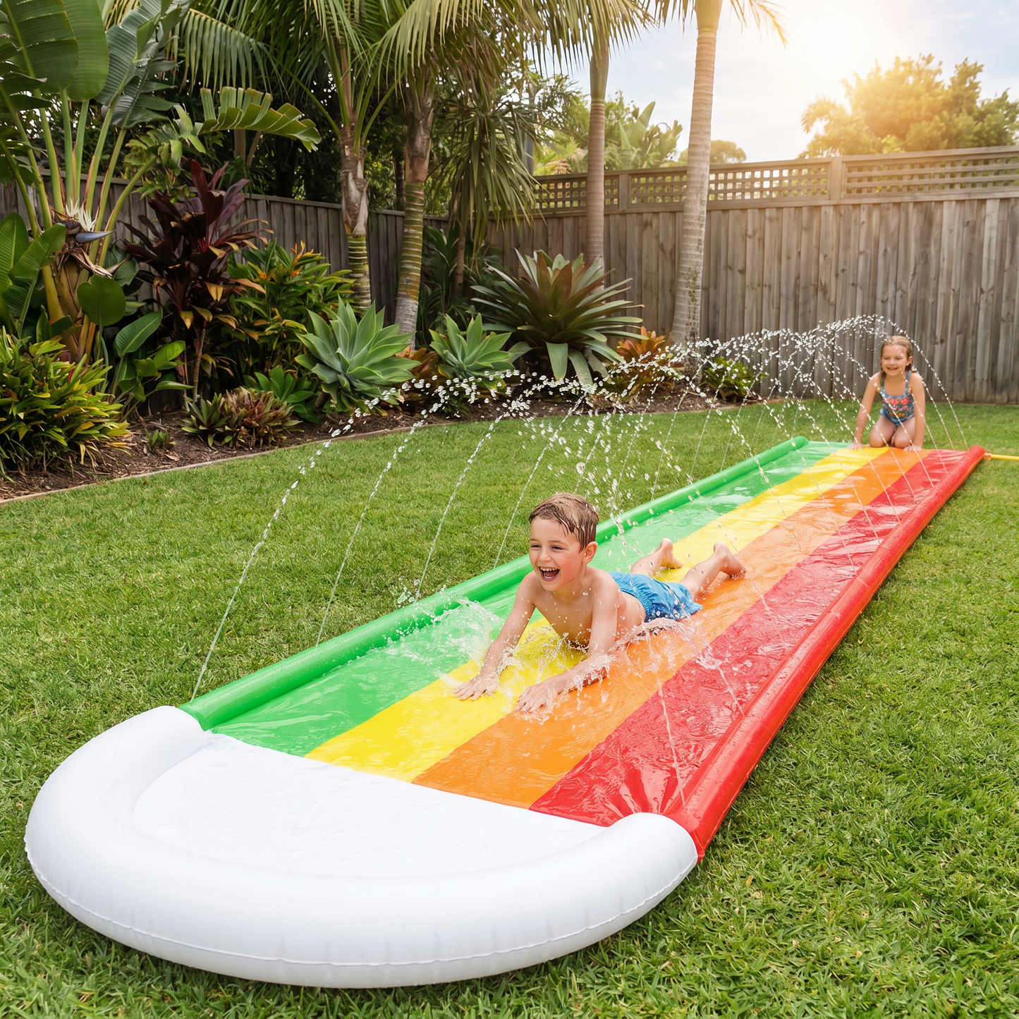 Rainbow Water Slide – Inflatable Outdoor Slide for Kids & Family