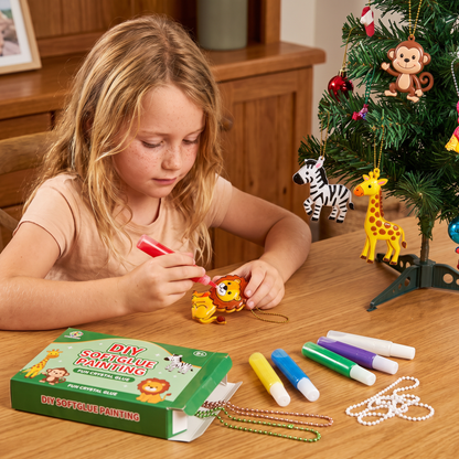 DIY Christmas No-Bake Glue Painting Ornament Craft Kit for Kids