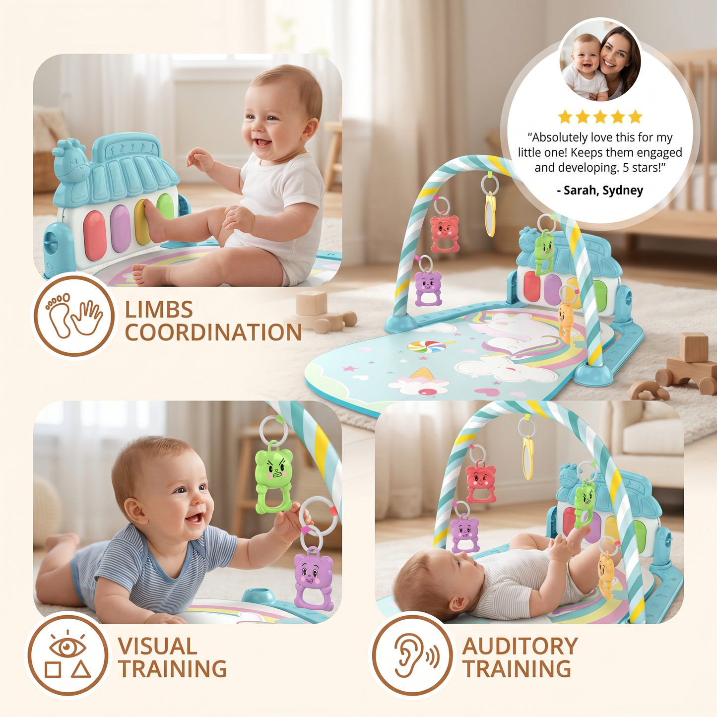 Musical Baby Pedal Piano for Limbs Coordination and Visual & Auditory Training