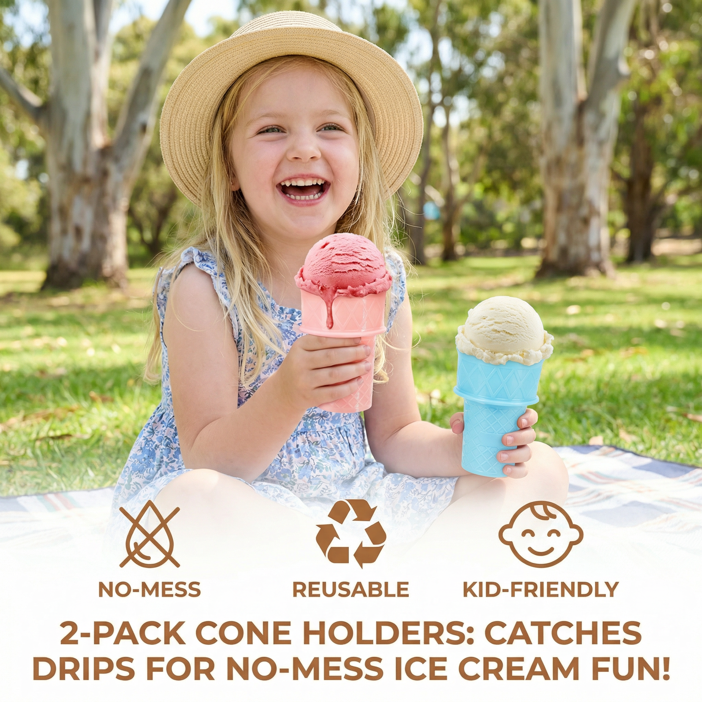 2-Pack Ice Cream Cone Holder for Kids – No-Mess Ice Cream Cup