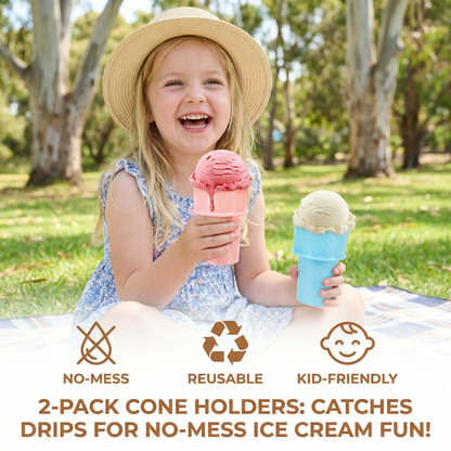 2-Pack Ice Cream Cone Holder for Kids – No-Mess Ice Cream Cup