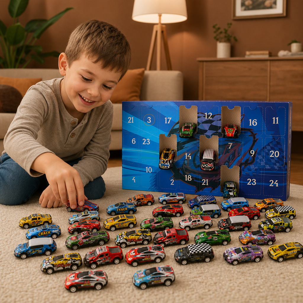 24-Day Race Car Advent Calendar with Surprise Toy Cars