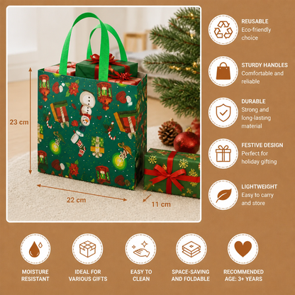 Reusable Christmas Gift Bags with Handles – Various Festive Designs
