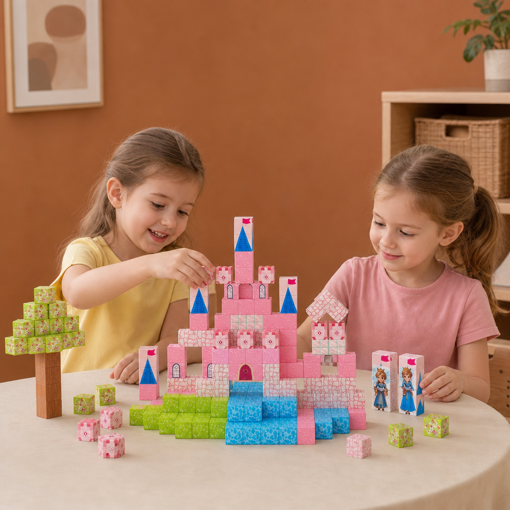 Montessori Princess Dream Castle Magnetic Building Cubes Set