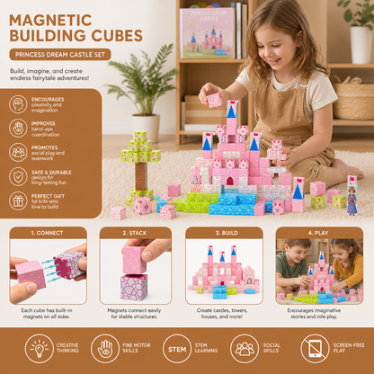 Montessori Princess Dream Castle Magnetic Building Cubes Set