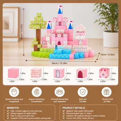Montessori Princess Dream Castle Magnetic Building Cubes Set