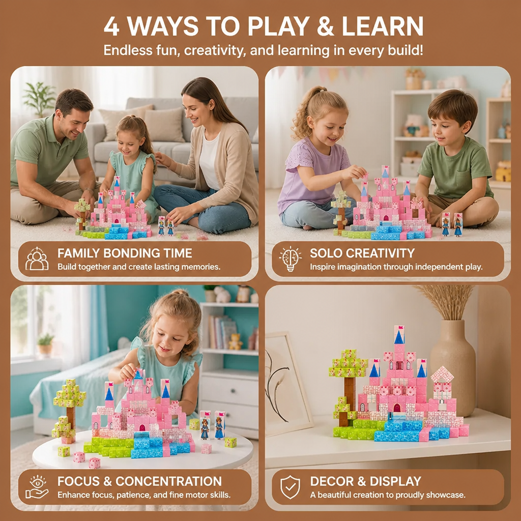 Montessori Princess Dream Castle Magnetic Building Cubes Set