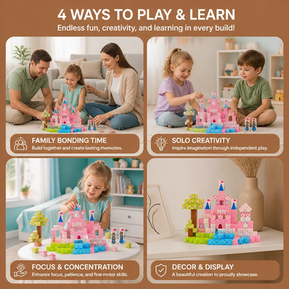 Montessori Princess Dream Castle Magnetic Building Cubes Set