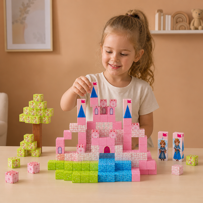 Montessori Princess Dream Castle Magnetic Building Cubes Set