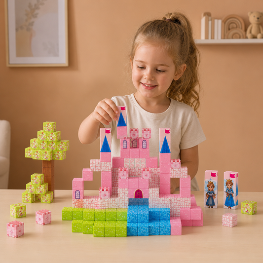 Montessori Princess Dream Castle Magnetic Building Cubes Set