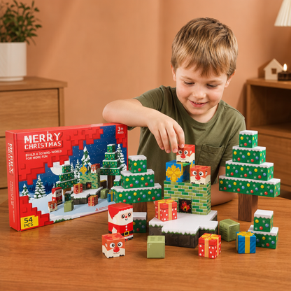 54-Piece Christmas Magnetic Building Blocks Set – Festive STEM Construction Toy