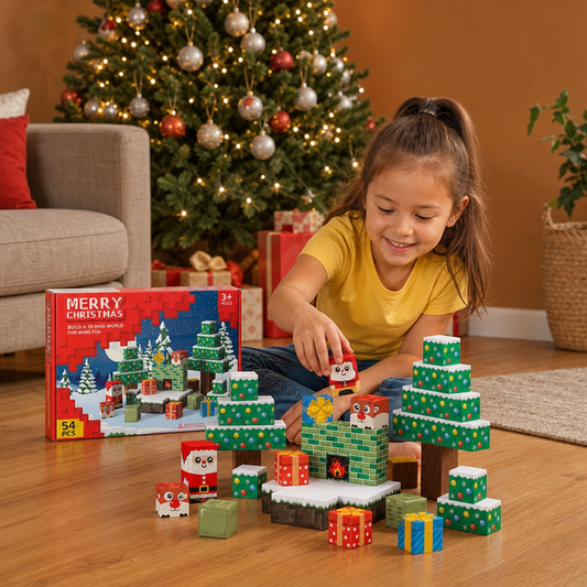 54-Piece Christmas Magnetic Building Blocks Set – Festive STEM Construction Toy
