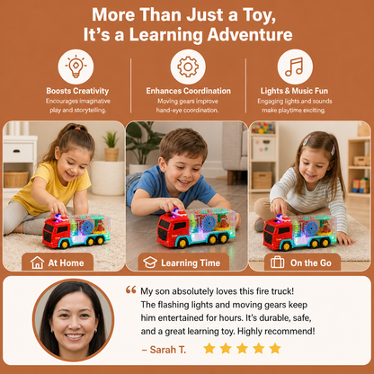 Interactive Fire Truck Toy with Colorful Moving Gears
