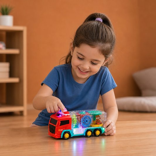 Interactive Fire Truck Toy with Colorful Moving Gears