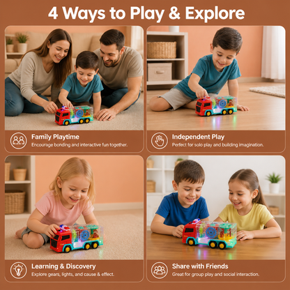 Interactive Fire Truck Toy with Colorful Moving Gears