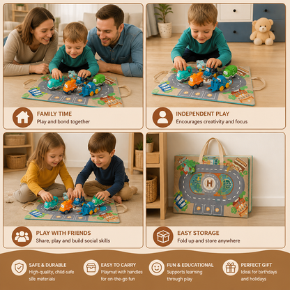 Toddler Toy Truck & Car Set with Play Mat Storage Bag