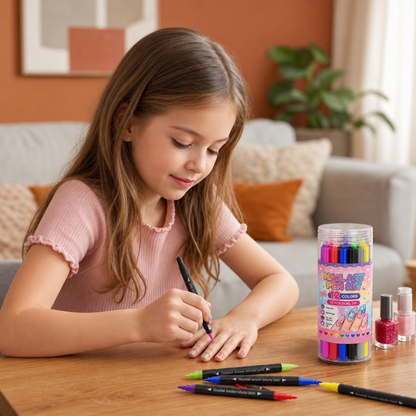12-Color Dual-Tip Nail Art Pen Set – Fine Detail & Creative Designs