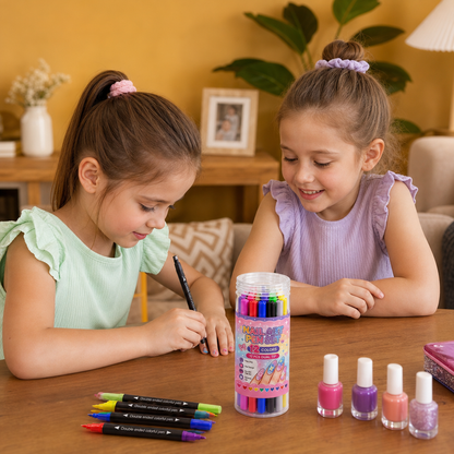 12-Color Dual-Tip Nail Art Pen Set – Fine Detail & Creative Designs
