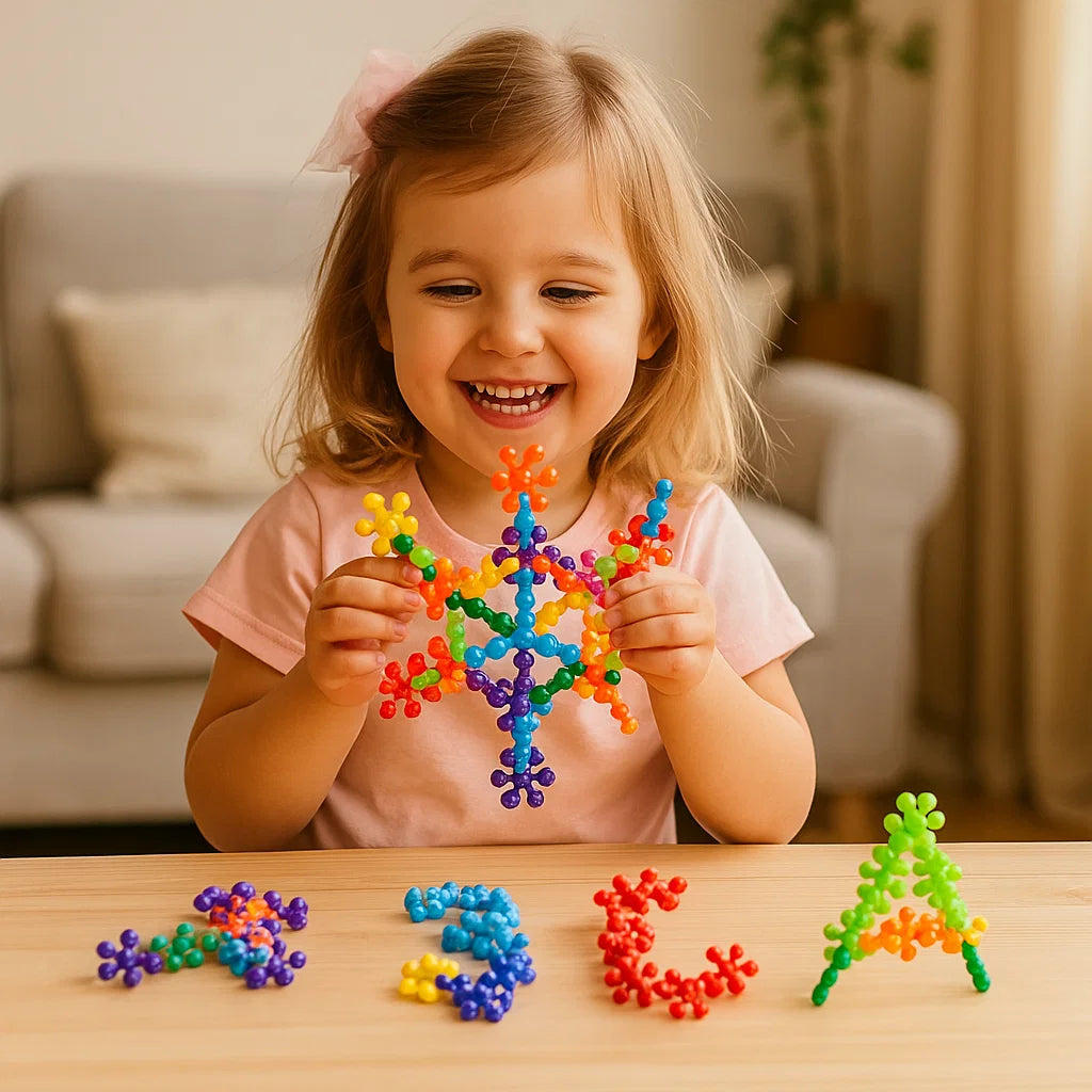 Montessori Snowflake Interlocking Building Blocks with Storage Box