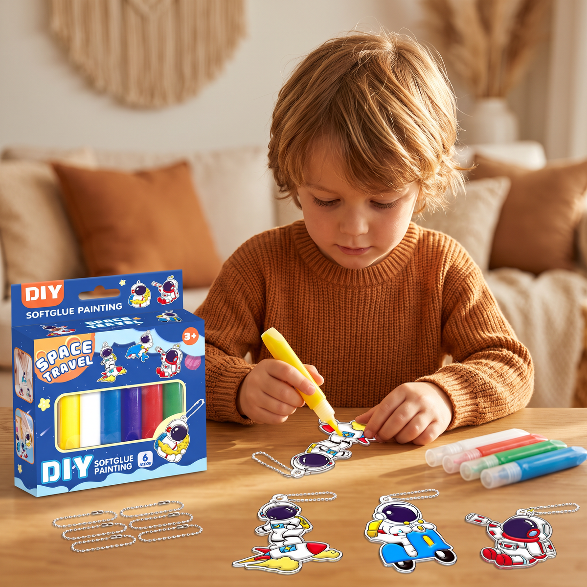 DIY Christmas No-Bake Glue Painting Ornament Craft Kit for Kids